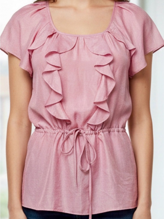 Banana Republic Tops - Banana Republic Dusty Blush Pink Ruffle Peplum Blouse – Size Small – NWOT